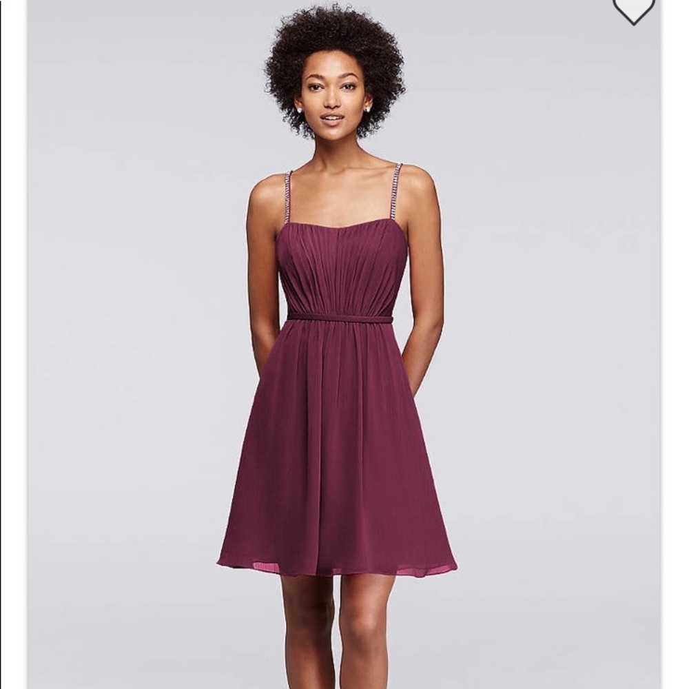Party Dress with sequin embellished straps.  Size 0. Wine color.  Worn once